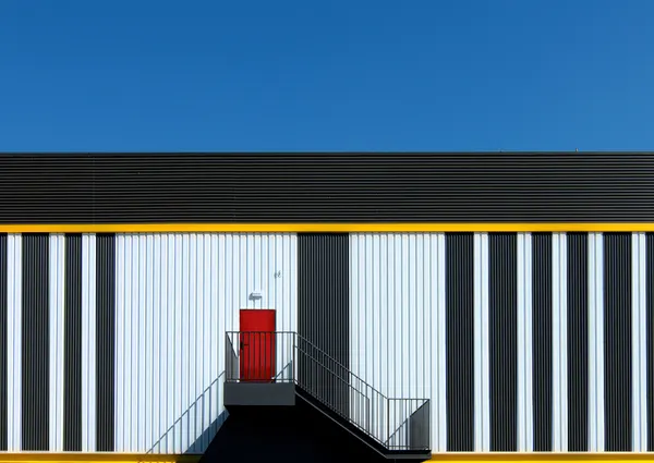 Striped Building Red Door by Alfonso Novillo