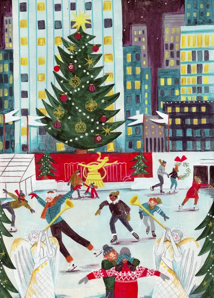 Ice skating at Rockefeller center Christmas by Caroline Bonne Müller