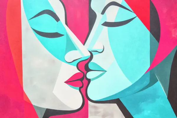 Vibrant Lovers Kiss by Andrea Haase