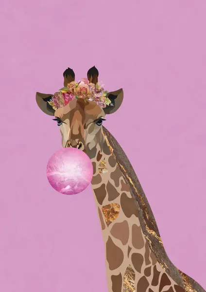 Pink Bubblegum Giraffe by Sarah Manovski