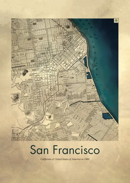 Historic San Francisco Map 1900 by Dion Gem