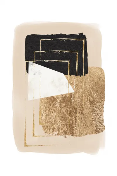 Gold Black Abstract Geometry by Sally Ann Moss