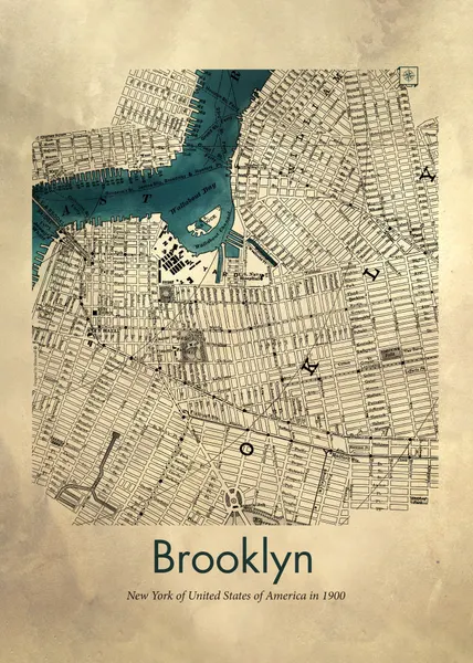 Historic Brooklyn Map 1900 by Dion Gem