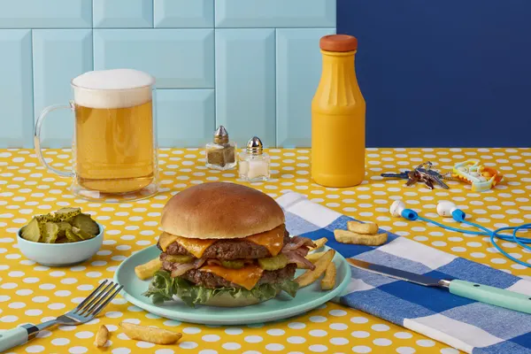 Cheeseburger And Cold Beer by Julia Ramiro