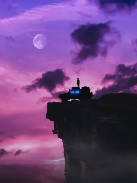 Purple Moon Cliff View by Ritvik takkar