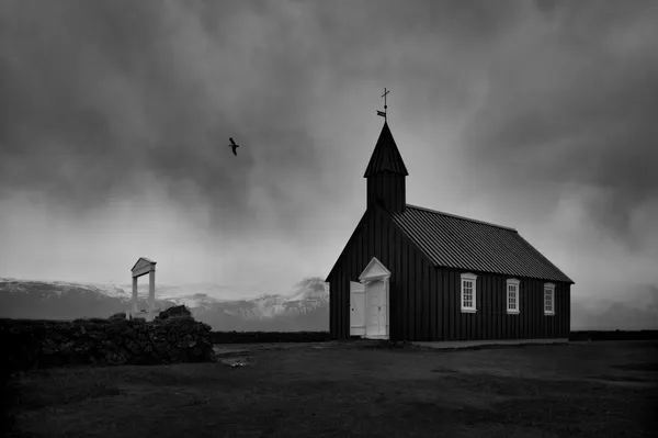 Solitary Black Church Iceland by Milan Uhrin  AFIAP AZSF