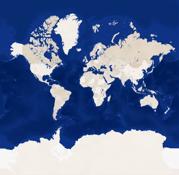 Deep Blue World Map by Rosana Laiz Blursbyai