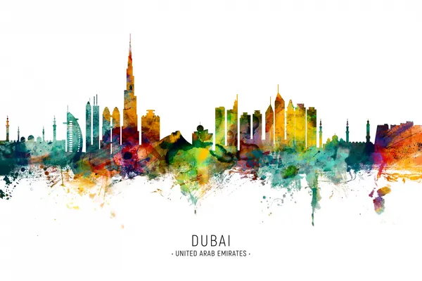 Colorful Dubai Skyline by Michael Tompsett