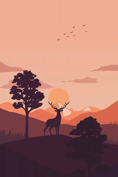 Golden Hour Stag Silhouette by Xuan Thai