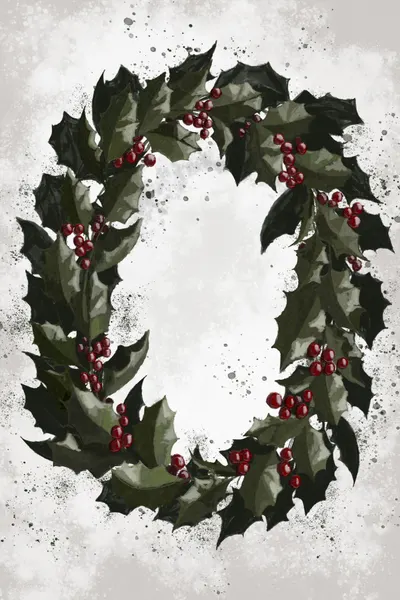 Christmas Holly Wreath by Rosana Laiz Blursbyai