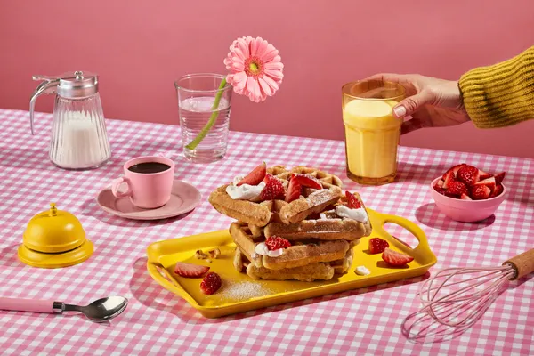 Sweet Pink Breakfast Waffles by Julia Ramiro