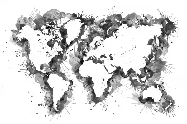 Abstract Ink World Map by Rosana Laiz Blursbyai