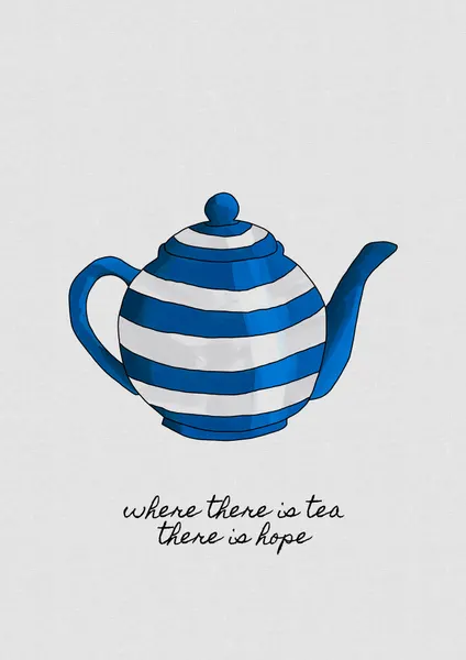 Blue Striped Teapot Hope by Orara Studio