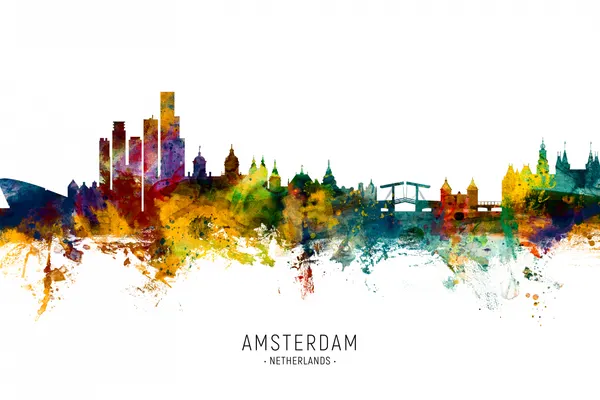 Vibrant Amsterdam Skyline by Michael Tompsett