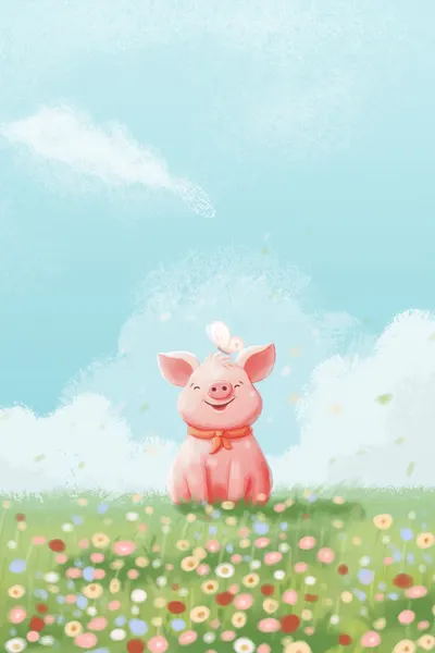 Happy Pig Flower Field by Xuan Thai