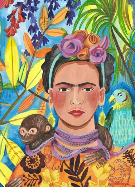Frida and her parrots by Caroline Bonne Müller