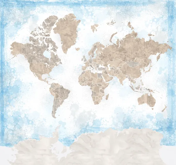 Vintage Watercolor World Map by Rosana Laiz Blursbyai