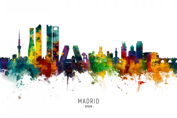 Vibrant Madrid Skyline by Michael Tompsett
