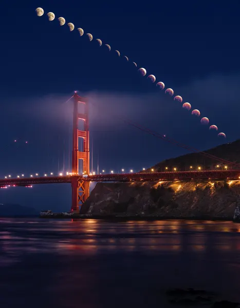 Golden Gate Lunar Eclipse by Chengming