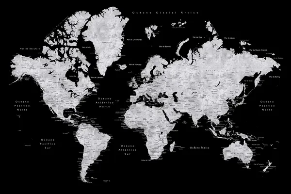 Black White World Map by Rosana Laiz Blursbyai