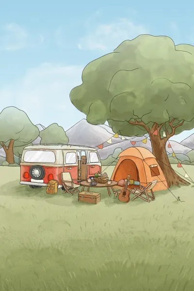 Retro Van Camping by Xuan Thai
