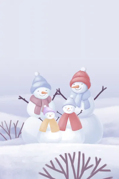 Happy Snowmen Family by Xuan Thai