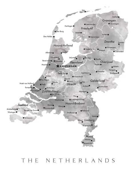 Grayscale Netherlands Map by Rosana Laiz Blursbyai