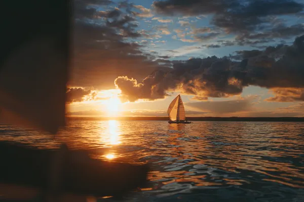 Sailboat Golden Sunset by Jana Julian
