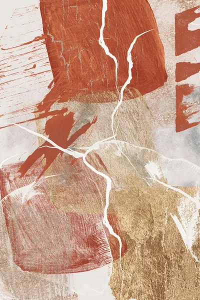 Earthy Gold Abstract Cracks by Sally Ann Moss