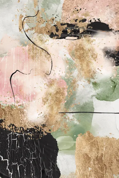 Modern Gold Green Abstract by Sally Ann Moss