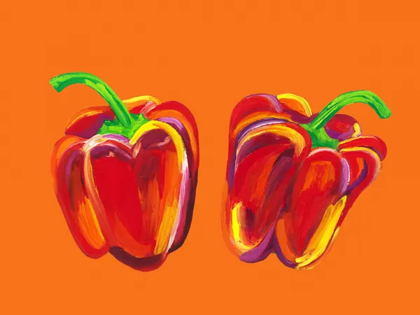 Vibrant Red Peppers by Alice Straker