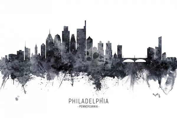 Philadelphia Skyline Grunge by Michael Tompsett