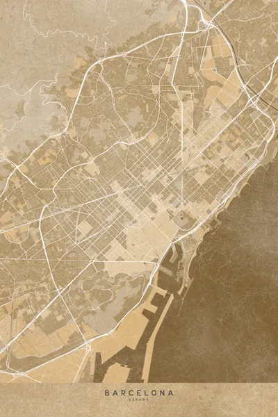Golden Barcelona City Map by Rosana Laiz Blursbyai