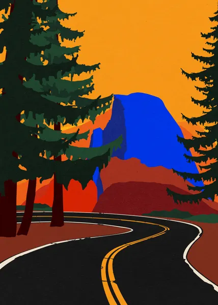 Clacier Road With Half Dome by Rosi Feist