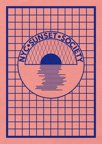 Nyc Sunset Society Blue by Rosi Feist