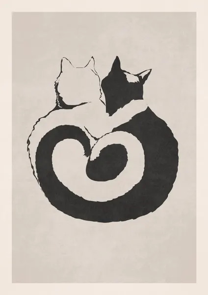 Feline Yin Yang by Emel Tunaboylu