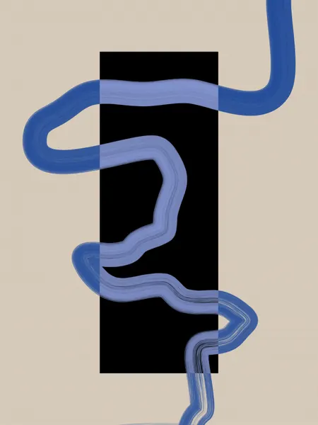 Flowing Blue Lines Rectangle by Elena Ristova