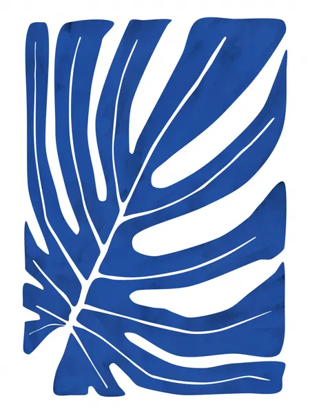 Deep Blue Monstera by Elena Ristova