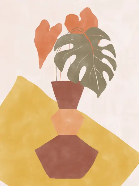 Abstract Potted Monstera by Elena Ristova