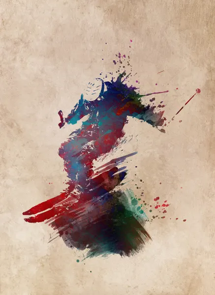 Dynamic Watercolor Skier by Justyna Jaszke