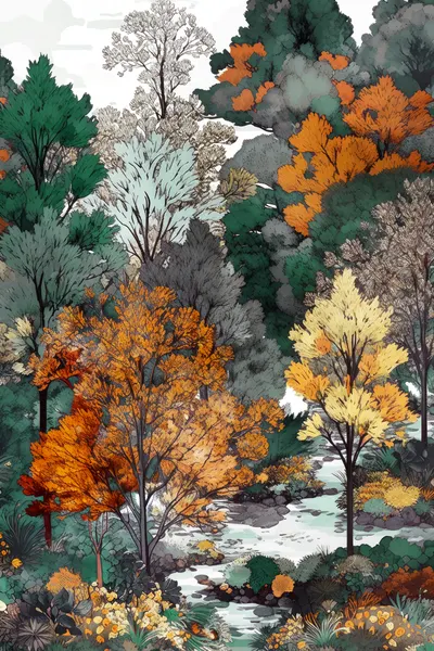 Vibrant Autumn Forest by Justyna Jaszke