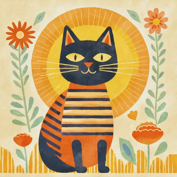 Whimsical Garden Cat by Andrea Haase