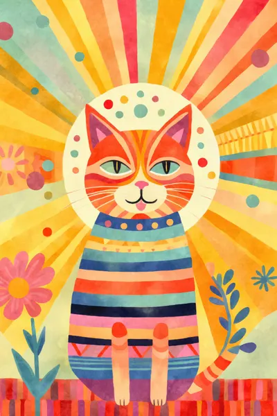 Colorful Striped Cat by Andrea Haase