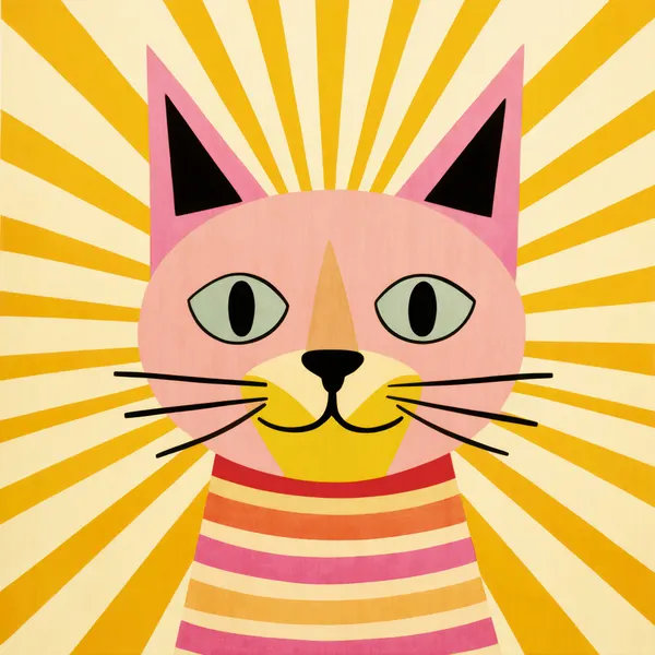 Smiling Retro Cat by Andrea Haase