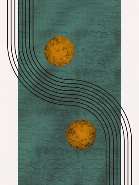 Curved Lines Golden Circles by Little Dean