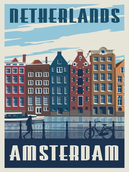 Vibrant Amsterdam Canal Houses by Retrodrome