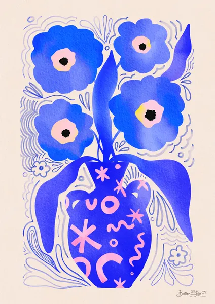 Vibrant Blue Blooms by Baroo Bloom