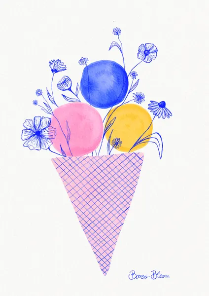 Colorful Floral Cone by Baroo Bloom