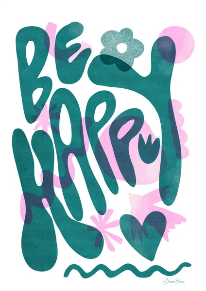 Be Happy Joyful Abstract by Baroo Bloom