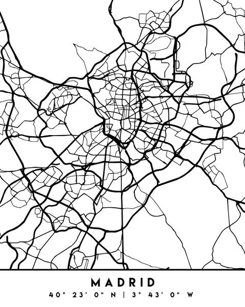 Minimalist Madrid Map by Emiliano Deificus
